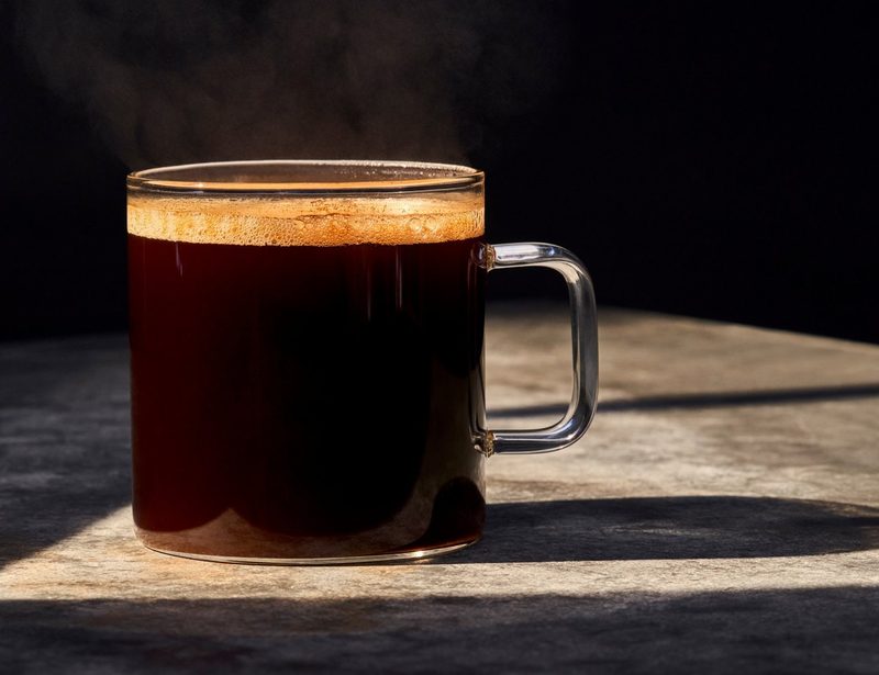 Hot americano coffee in a Panera cup
