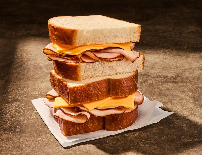 Kids turkey and cheese sandwich with apple slices
